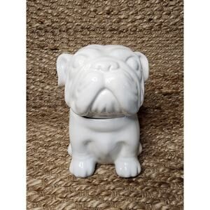 Threshold Stoneware White English Bulldog Cookie Jar Treat Jar 8”H X 7”W Kitchen
